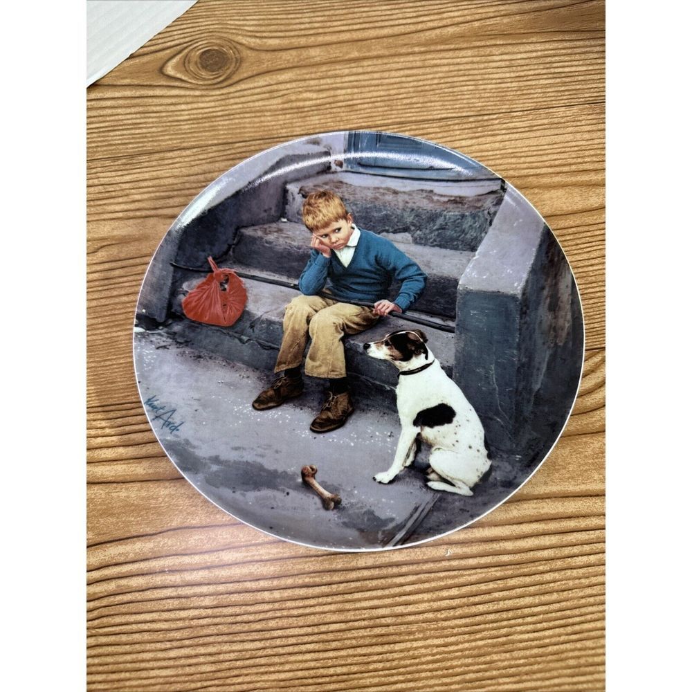 Kurt Ard B&G Copenhagen Boy and Dog Running Away 8 1/4 in. Bing & Grondahl‎ MIB
